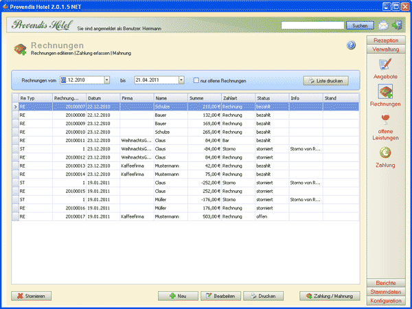 Rechnungen Übersicht