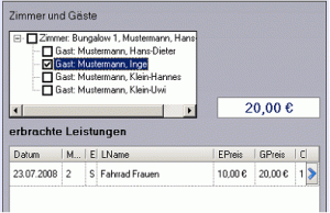 Zimmer und Gäste --> Einzeln