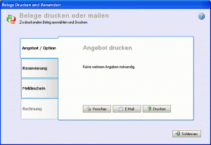 Belege für ein Angebot drucken oder per E-Mail versenden