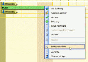 Kontextmenü für den Belegdruck